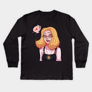 Cool girl with glasses Kids Long Sleeve T-Shirt